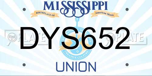 DYS652 Mississippi License Plate