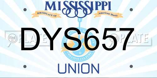 DYS657 Mississippi License Plate