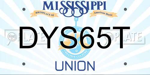 DYS65T Mississippi License Plate