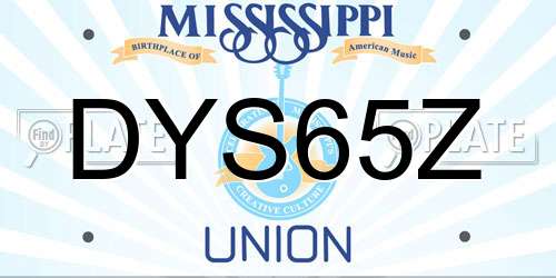 DYS65Z Mississippi License Plate
