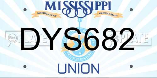 DYS682 Mississippi License Plate