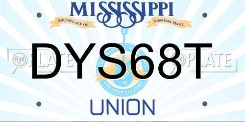 DYS68T Mississippi License Plate