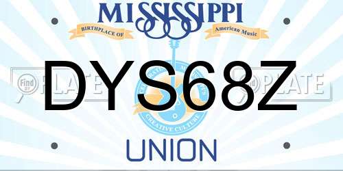 DYS68Z Mississippi License Plate