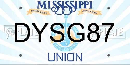 DYSG87 Mississippi License Plate