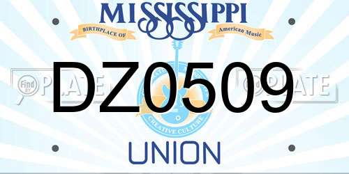DZ0509 Mississippi License Plate
