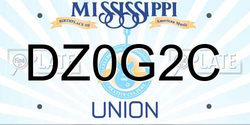 DZ0G2C Mississippi License Plate
