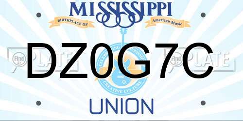 DZ0G7C Mississippi License Plate