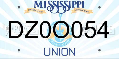 DZ0O054 Mississippi License Plate