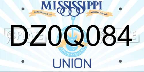 DZ0Q084 Mississippi License Plate