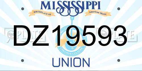 DZ19593 Mississippi License Plate