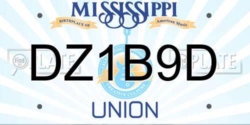 DZ1B9D Mississippi License Plate