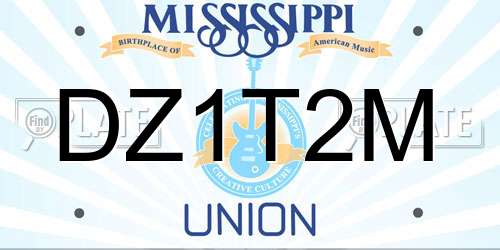 DZ1T2M Mississippi License Plate