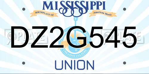 DZ2G545 Mississippi License Plate
