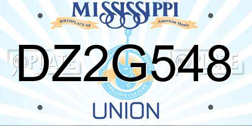 DZ2G548 Mississippi License Plate