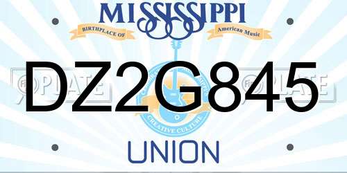 DZ2G845 Mississippi License Plate
