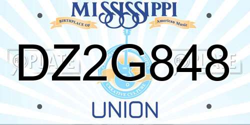 DZ2G848 Mississippi License Plate