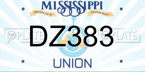 DZ383 Mississippi License Plate