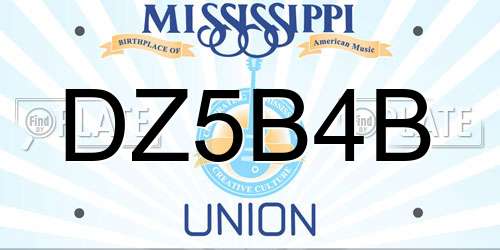 DZ5B4B Mississippi License Plate