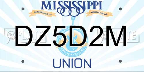 DZ5D2M Mississippi License Plate
