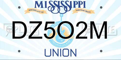 DZ5O2M Mississippi License Plate