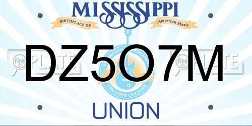 DZ5O7M Mississippi License Plate