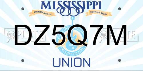 DZ5Q7M Mississippi License Plate