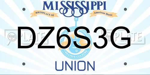 DZ6S3G Mississippi License Plate