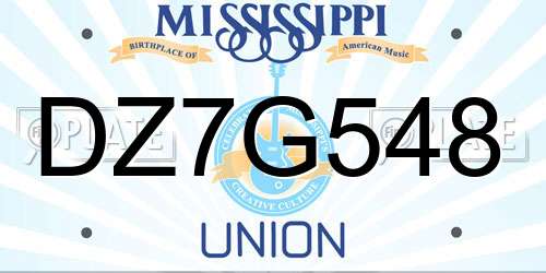 DZ7G548 Mississippi License Plate
