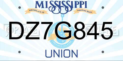 DZ7G845 Mississippi License Plate