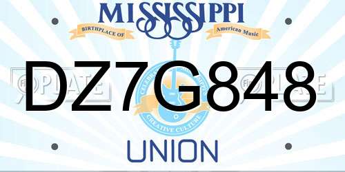 DZ7G848 Mississippi License Plate