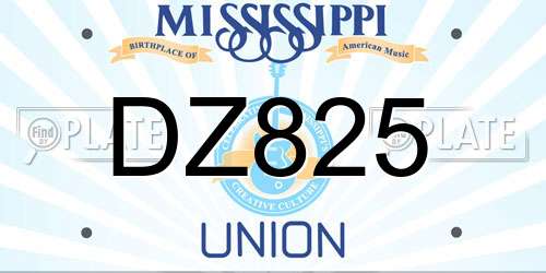 DZ825 Mississippi License Plate