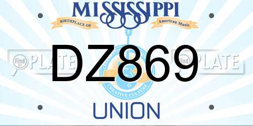 DZ869 Mississippi License Plate