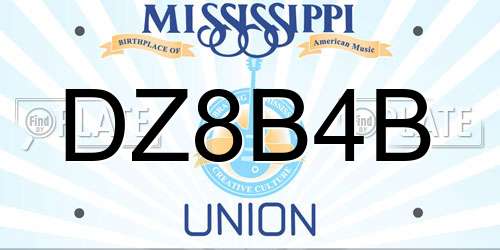 DZ8B4B Mississippi License Plate