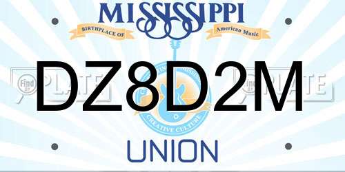 DZ8D2M Mississippi License Plate