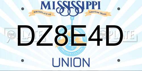 DZ8E4D Mississippi License Plate