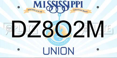 DZ8O2M Mississippi License Plate
