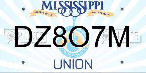 DZ8O7M Mississippi License Plate