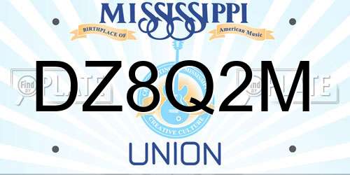 DZ8Q2M Mississippi License Plate
