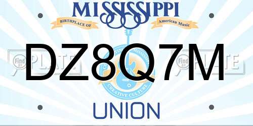 DZ8Q7M Mississippi License Plate