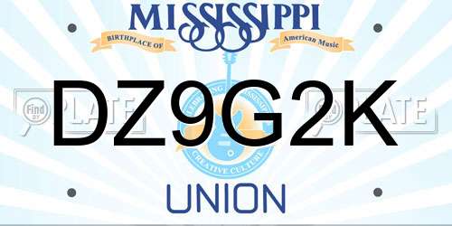 DZ9G2K Mississippi License Plate