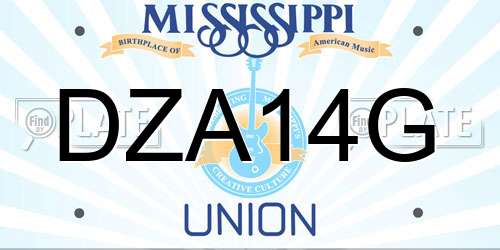 DZA14G Mississippi License Plate