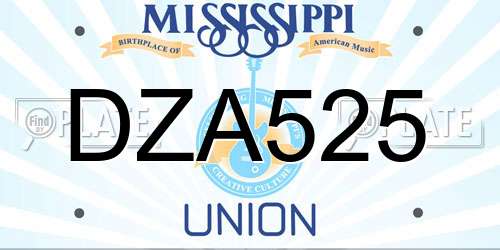 DZA525 Mississippi License Plate