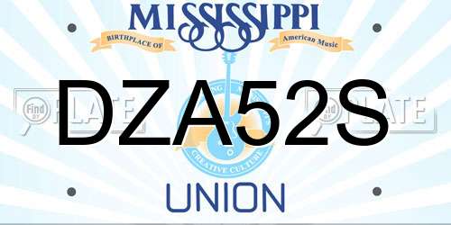 DZA52S Mississippi License Plate