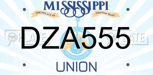 DZA555 Mississippi License Plate