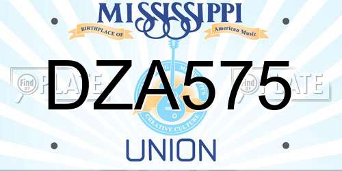DZA575 Mississippi License Plate
