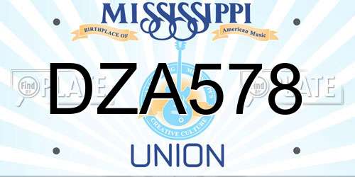 DZA578 Mississippi License Plate