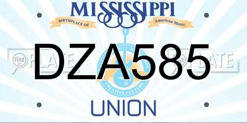 DZA585 Mississippi License Plate