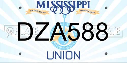 DZA588 Mississippi License Plate