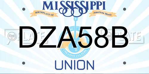 DZA58B Mississippi License Plate