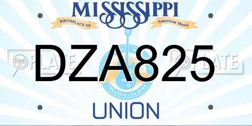 DZA825 Mississippi License Plate